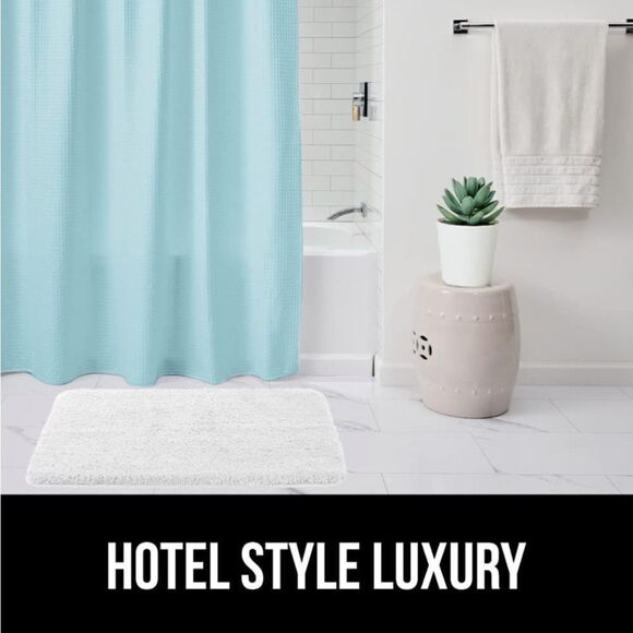 Gorilla Grip Waffle Shower Curtain, Thick Weighted Fabric, 72x78, Wrinkl… - Picture 8 of 8